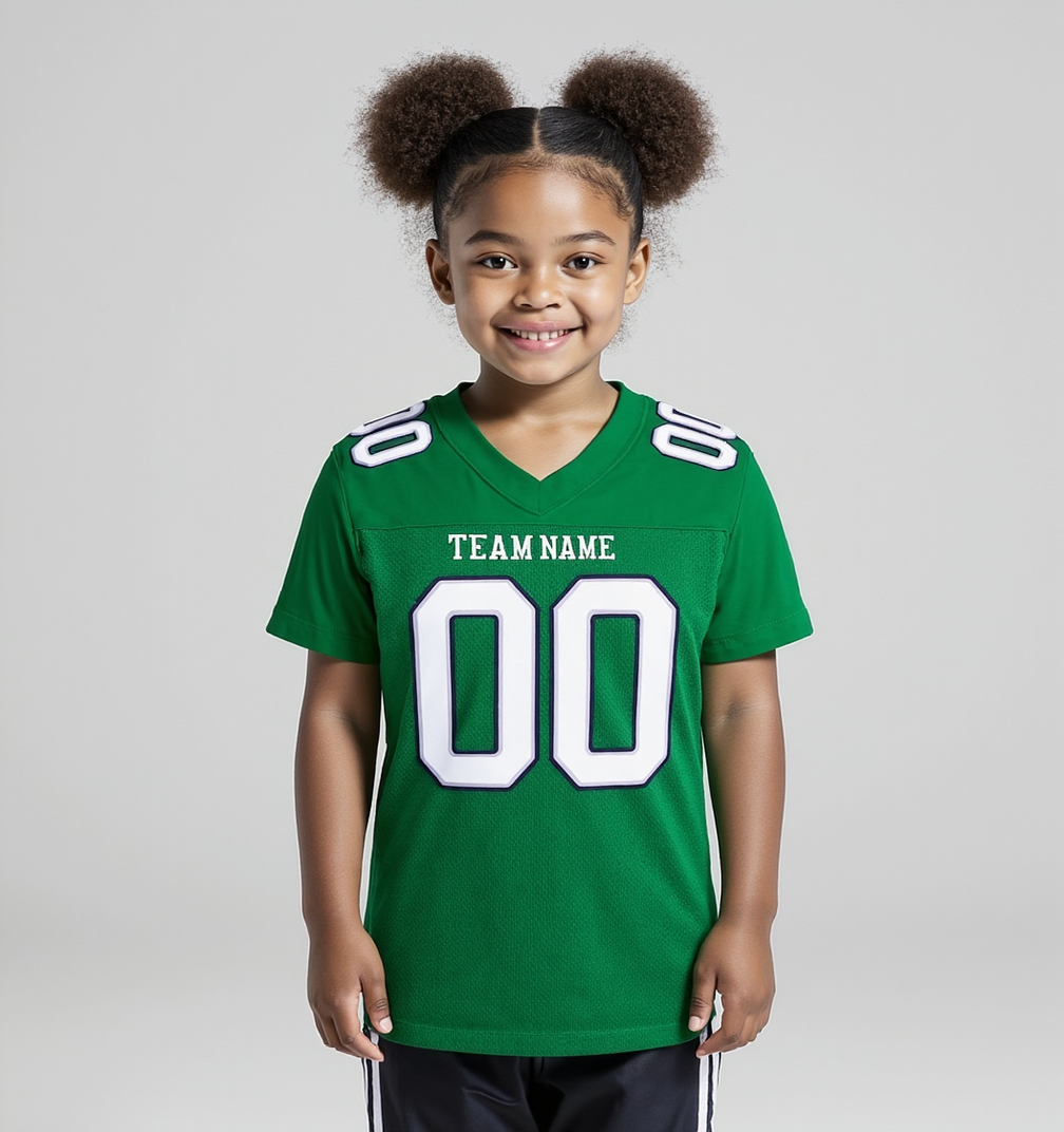 Custom Kelly Green & White/Black Football Jersey