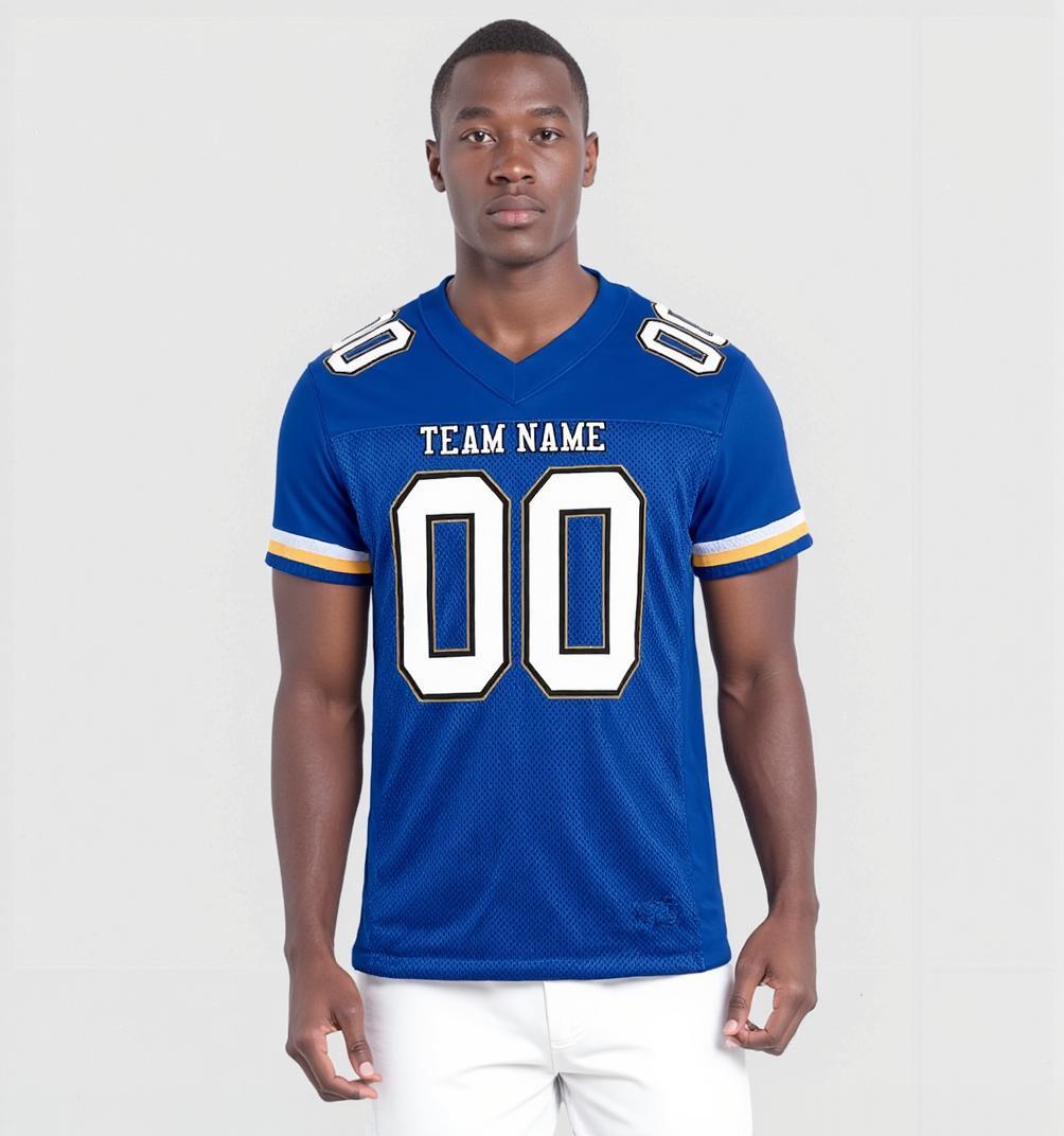 Custom Royal & White/Black Football Jersey