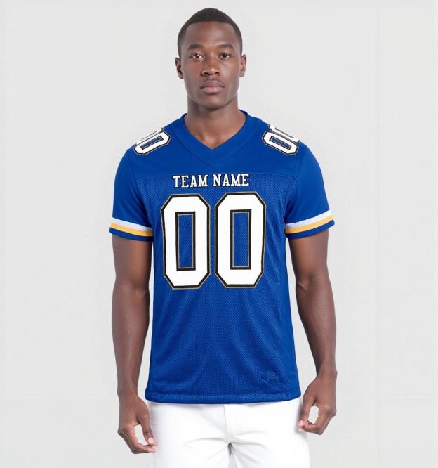 Custom Royal & White/Black Football Jersey