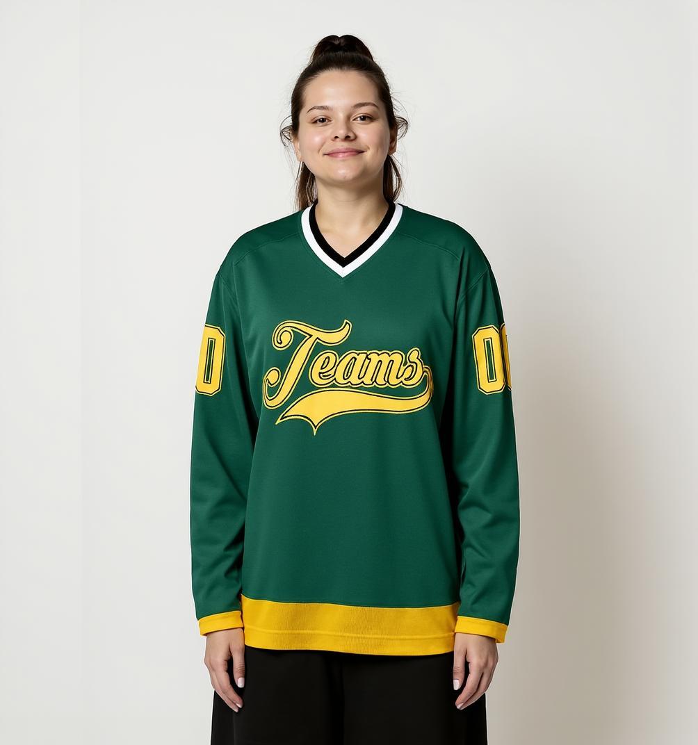 Custom Midnight Green & Gold Hockey Jersey
