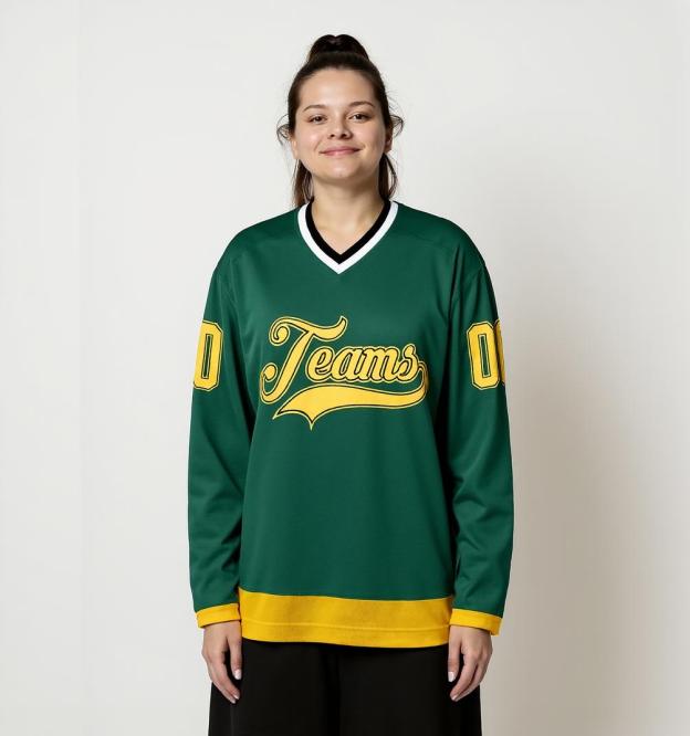 Custom Midnight Green & Gold Hockey Jersey