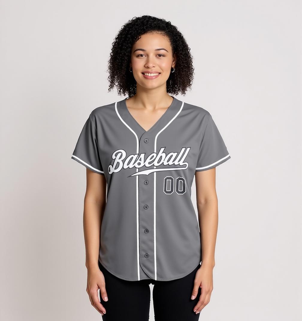 Custom Grey & White/Black Baseball Jersey