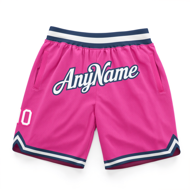 Custom Pink & White/Navy Throwback Shorts