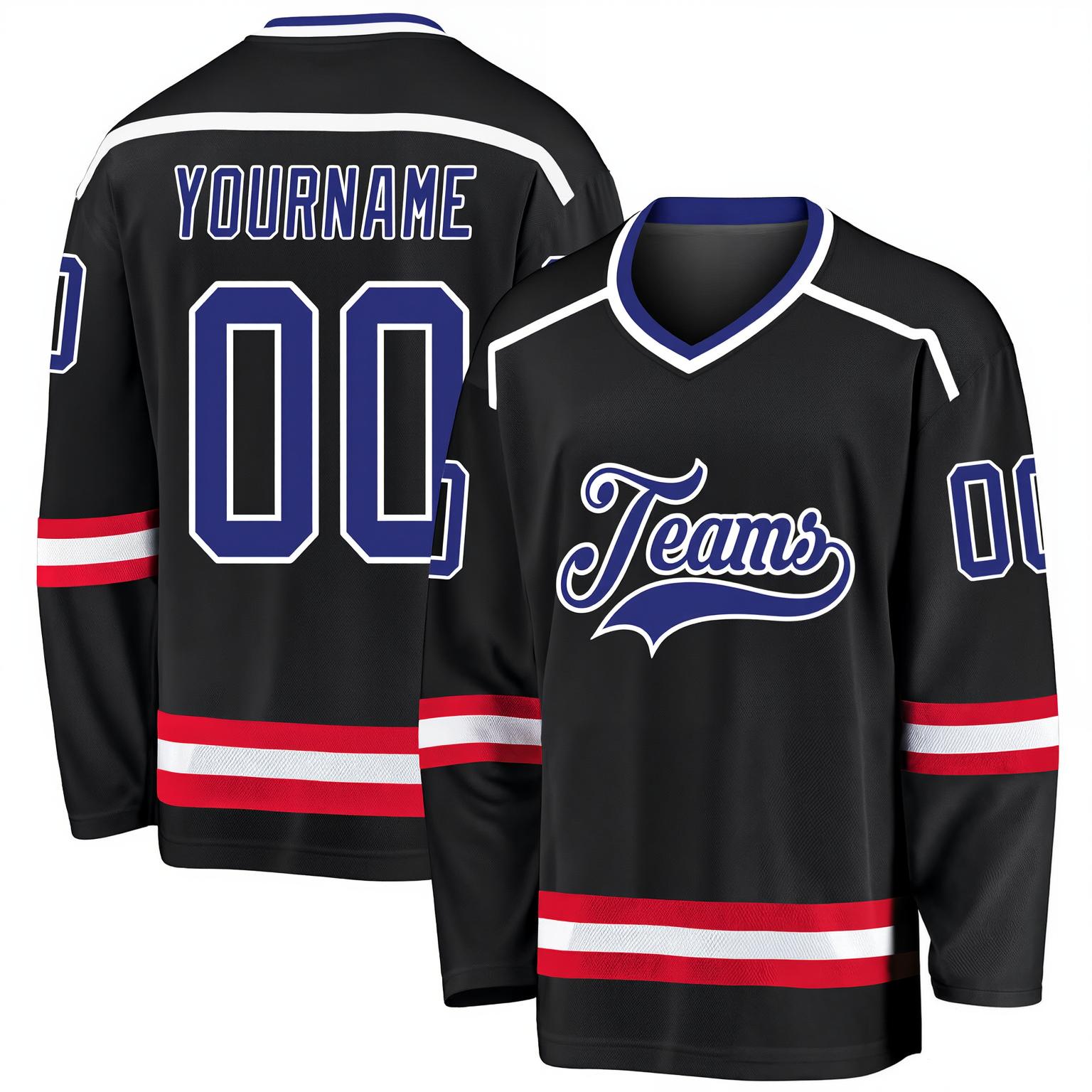 Custom Black & Blue/White Hockey Jersey