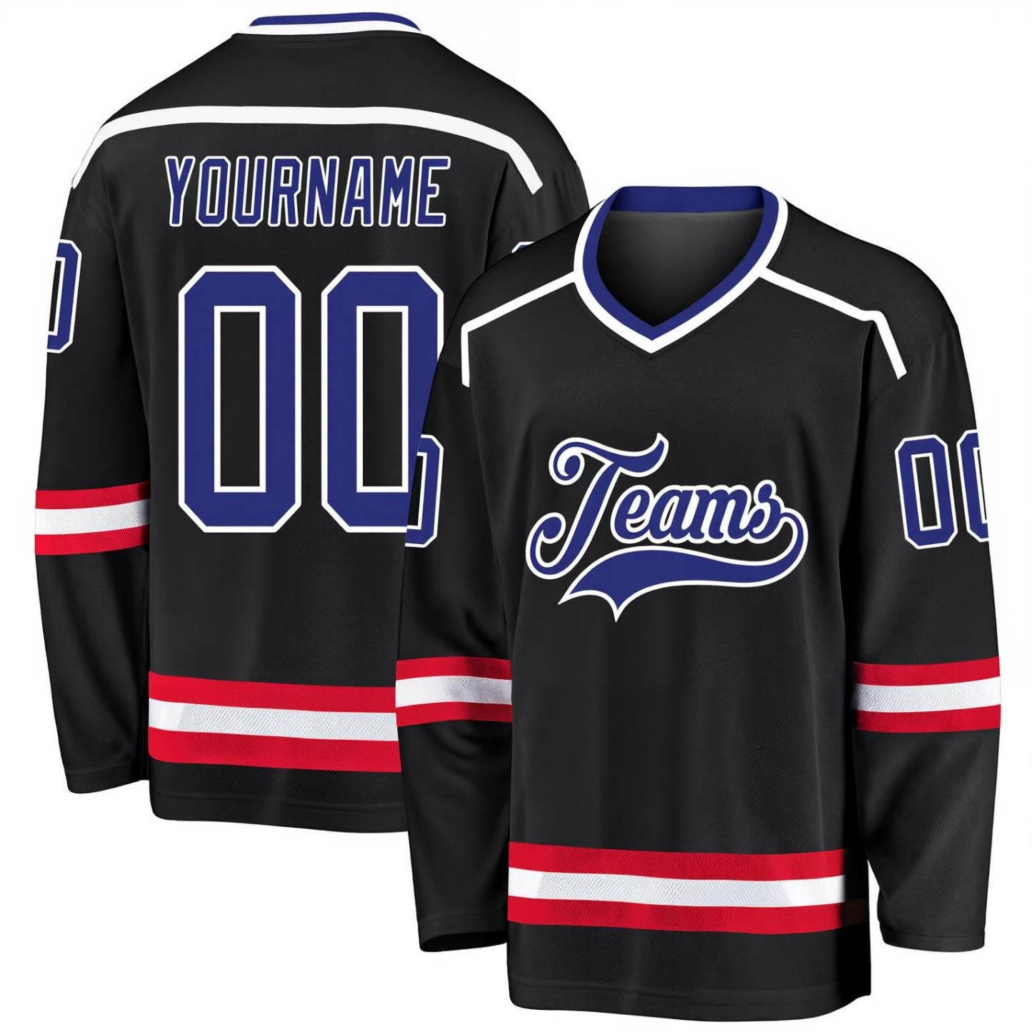 Custom Black & Blue/White Hockey Jersey