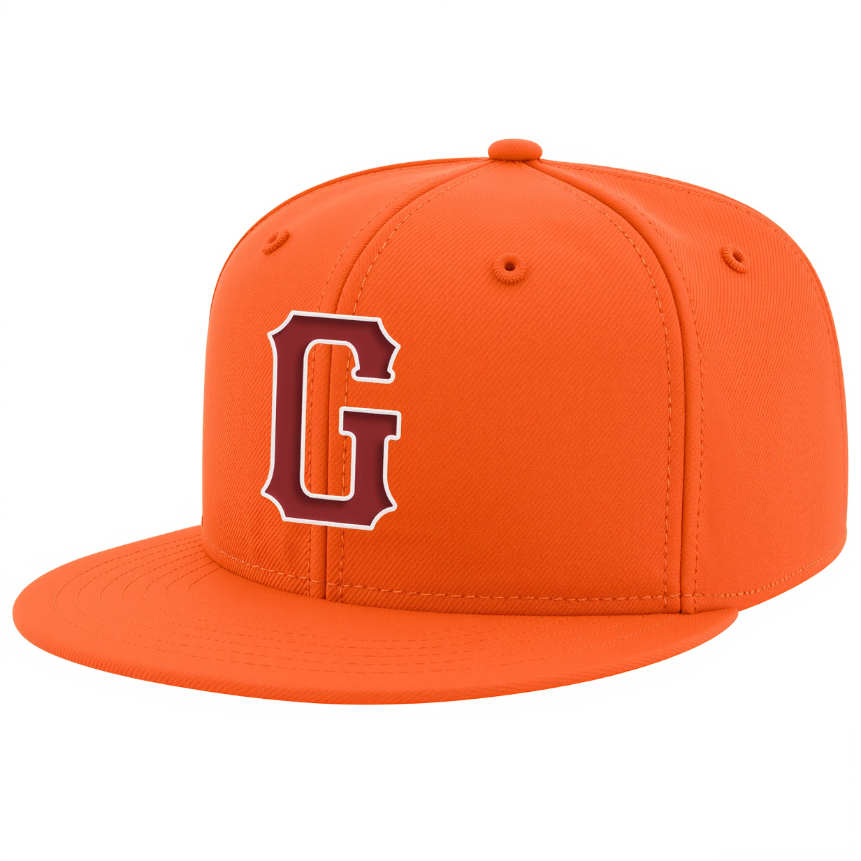 Custom Orange & Burgundy/White Stitched Adjustable Snapback Hat