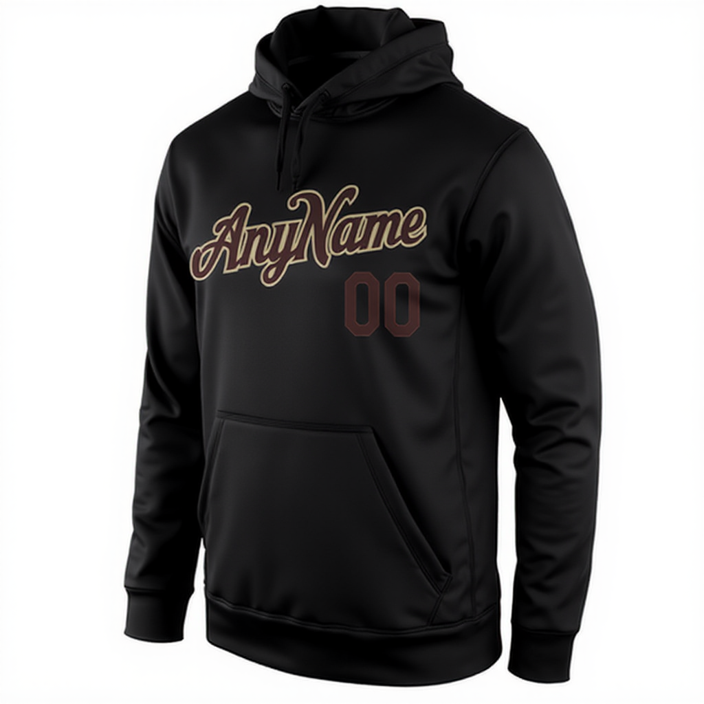 Custom Black & Brown/White Pullover Sports Sweatshirt Hoodie