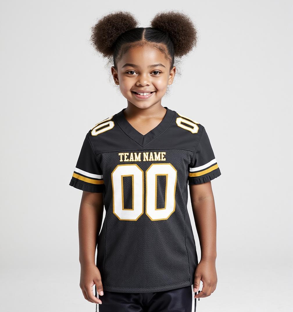 Custom Dark Grey & White/Gold Football Jersey