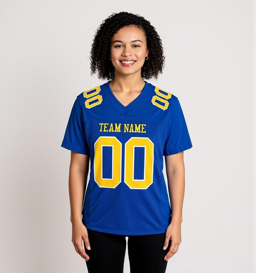 Custom Royal & Yellow/White Football Jersey