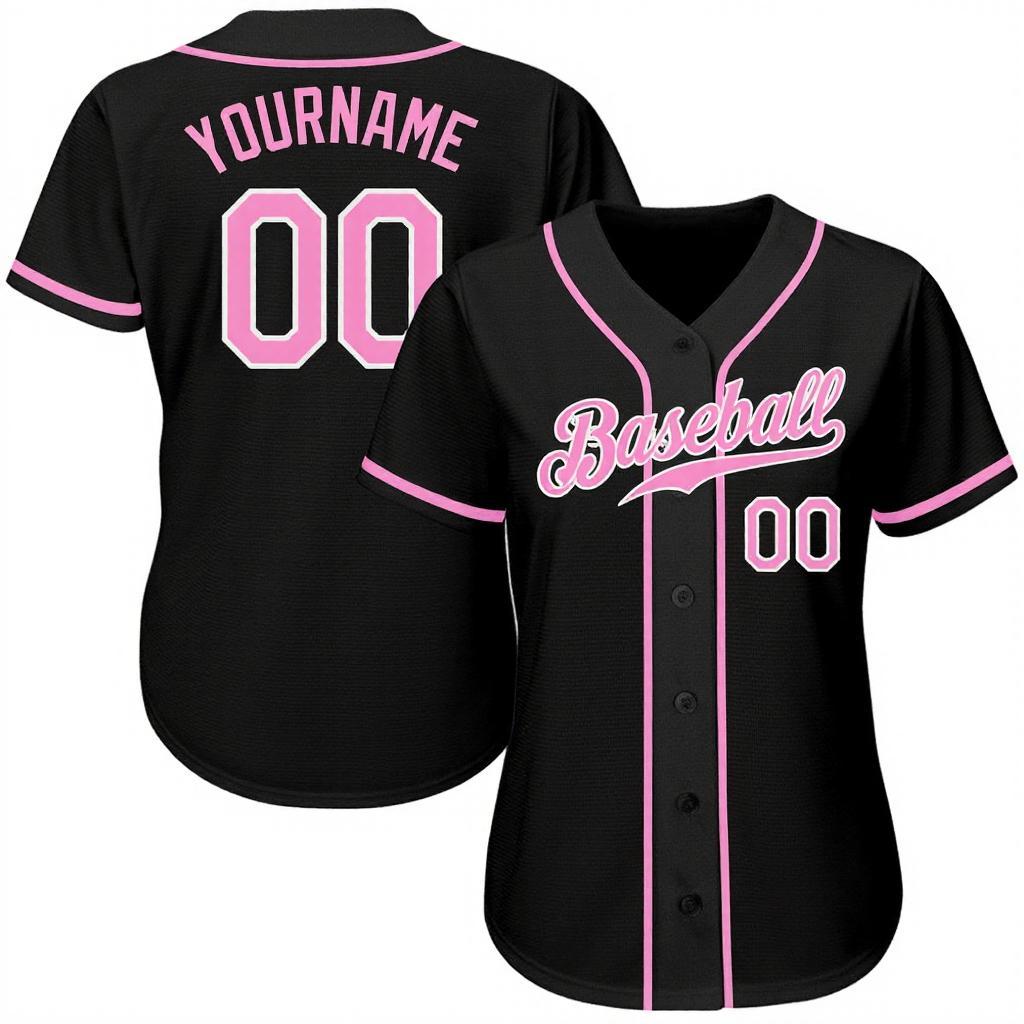 Custom Black & Pink/White Baseball Jersey