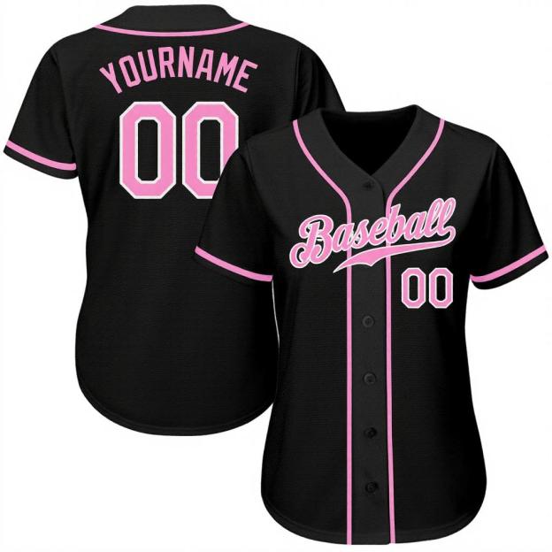 Custom Black & Pink/White Baseball Jersey