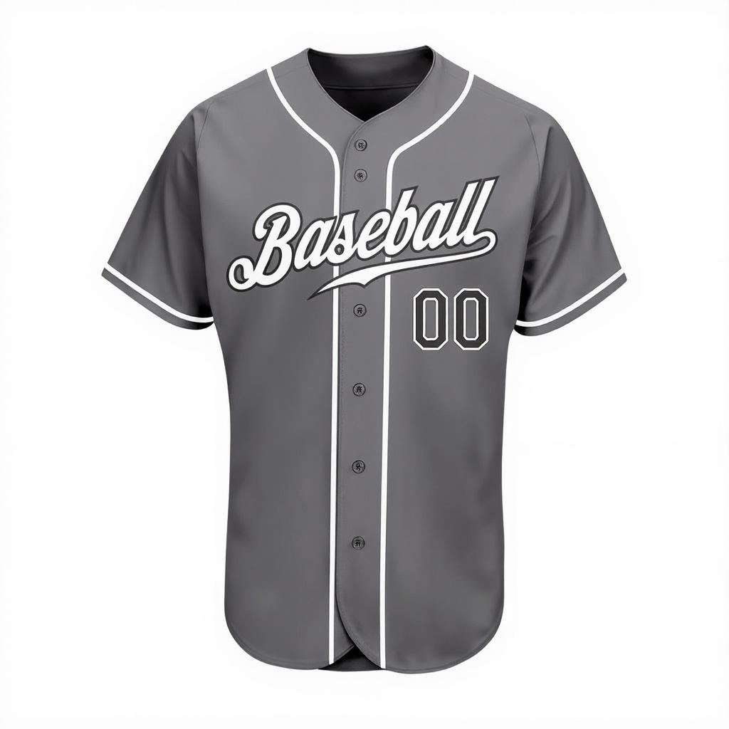 Custom Grey & White/Black Baseball Jersey