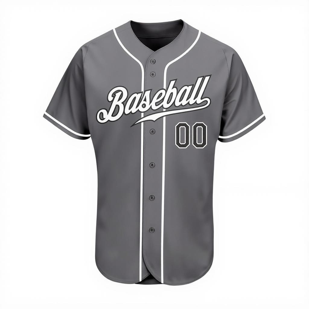 Custom Grey & White/Black Baseball Jersey