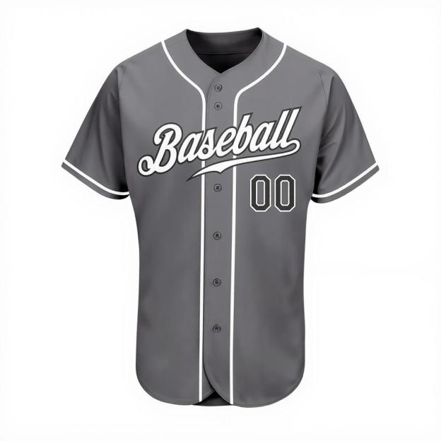 Custom Grey & White/Black Baseball Jersey