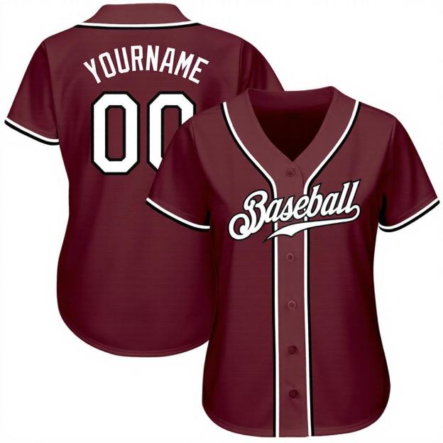 Custom Burgundy & White/Black Baseball Jersey