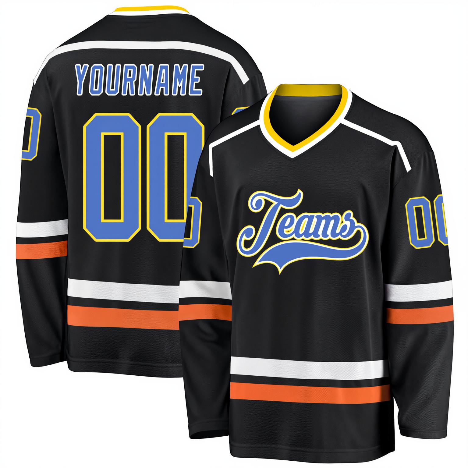 Custom Black & Blue/White Hockey Jersey