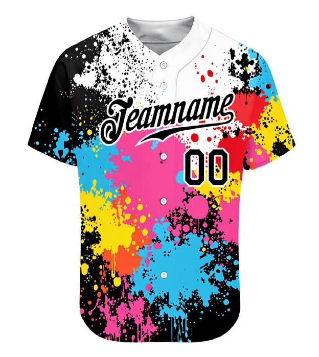 Custom Splashes White&Black Baseball Jersey