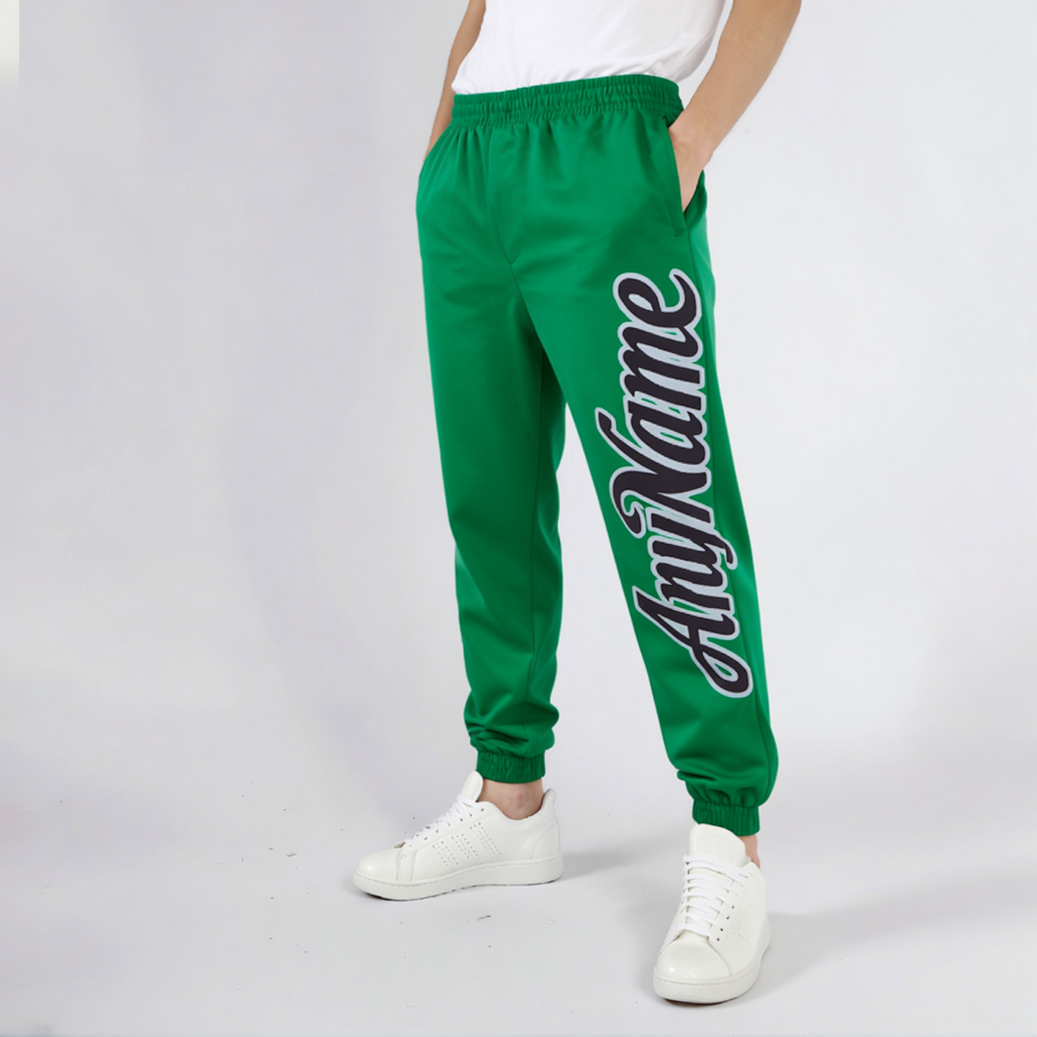 Custom Kelly Green & Black/Grey Fleece Jogger Sweatpants