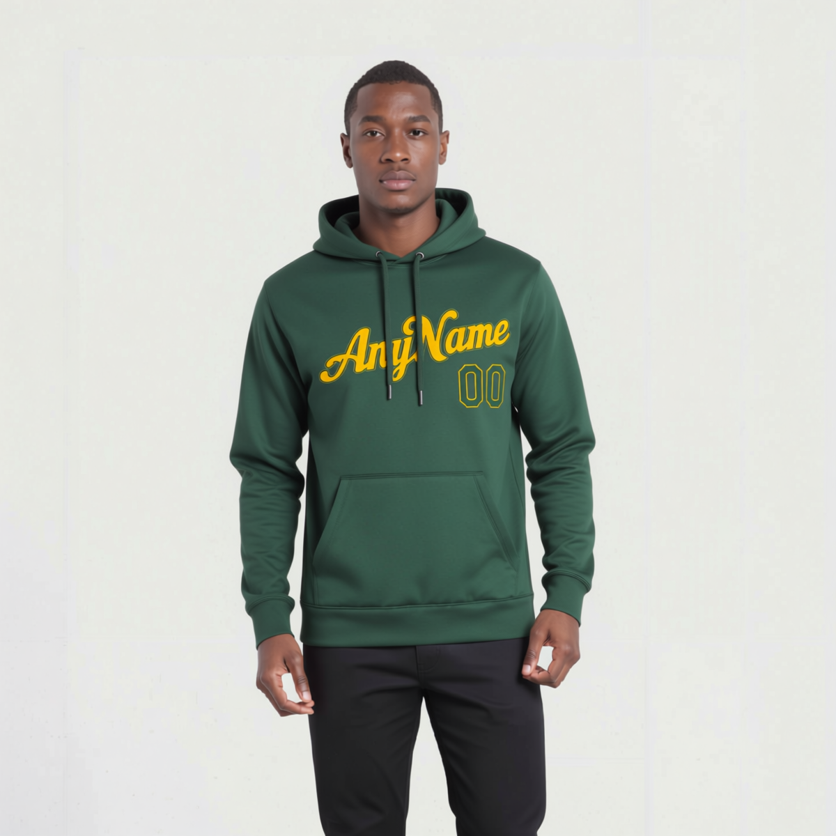 Custom Midnight Green & Yellow Pullover Sports Sweatshirt Hoodie
