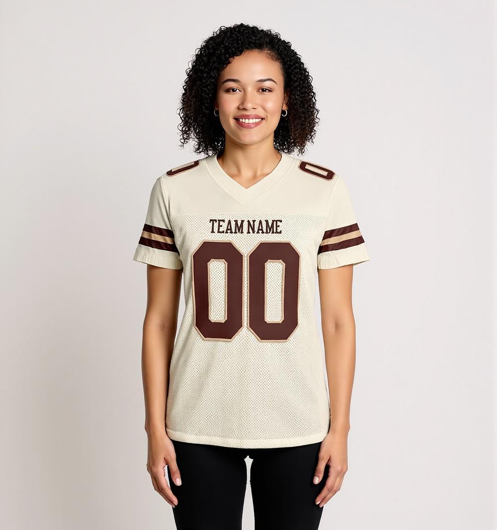 Custom Cream & Burgundy Football Jersey