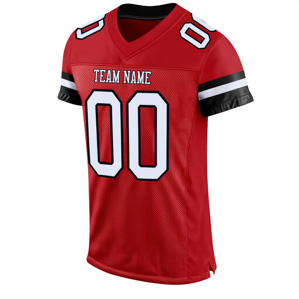 Custom Red & White/Black Football Jersey