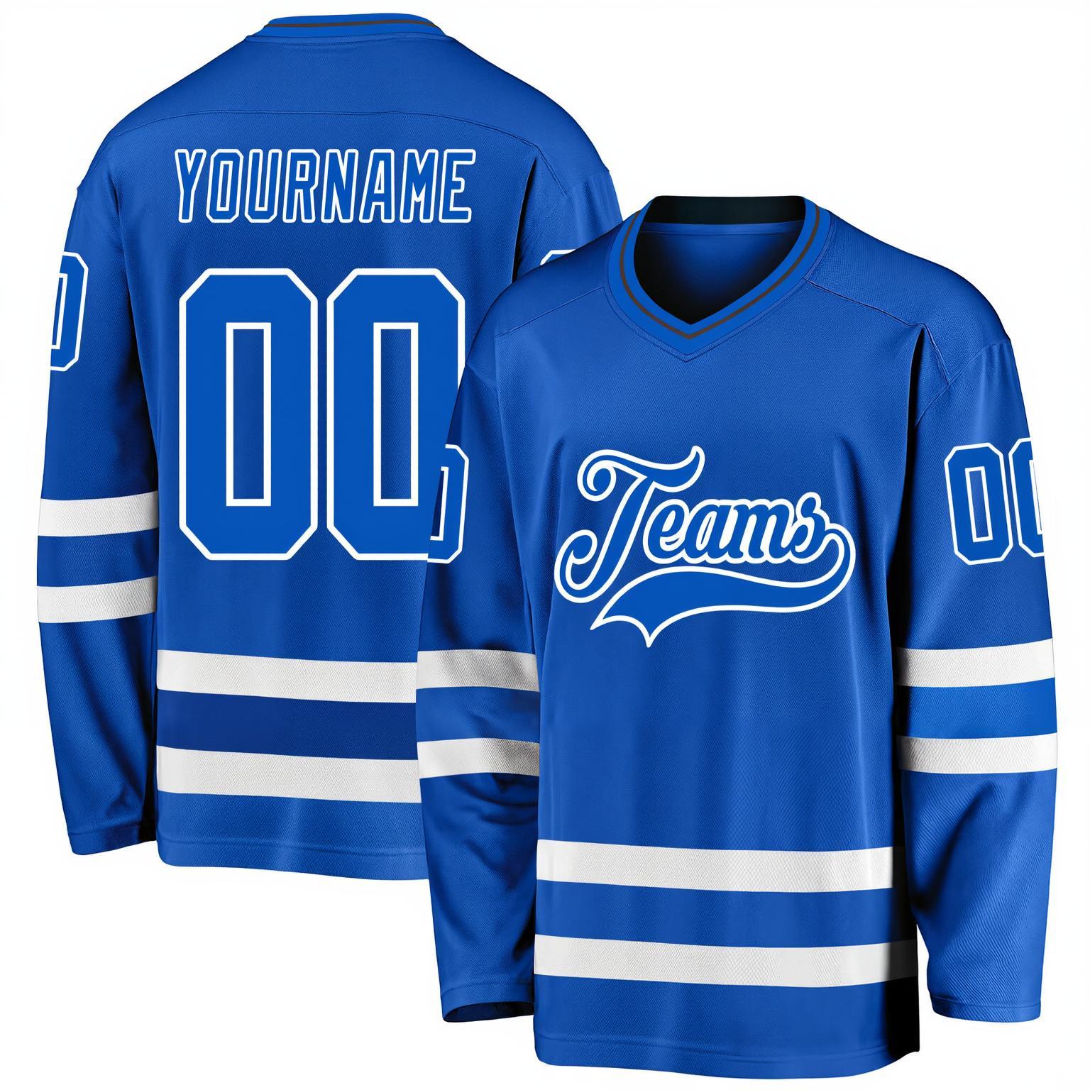 Custom Royal Blue & White Hockey Jersey