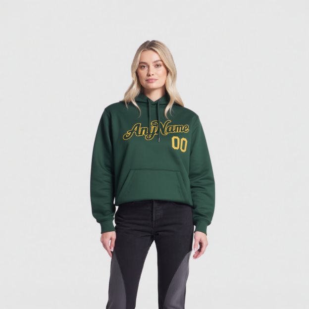 Custom Midnight Green & Yellow/Black Pullover Sports Sweatshirt Hoodie