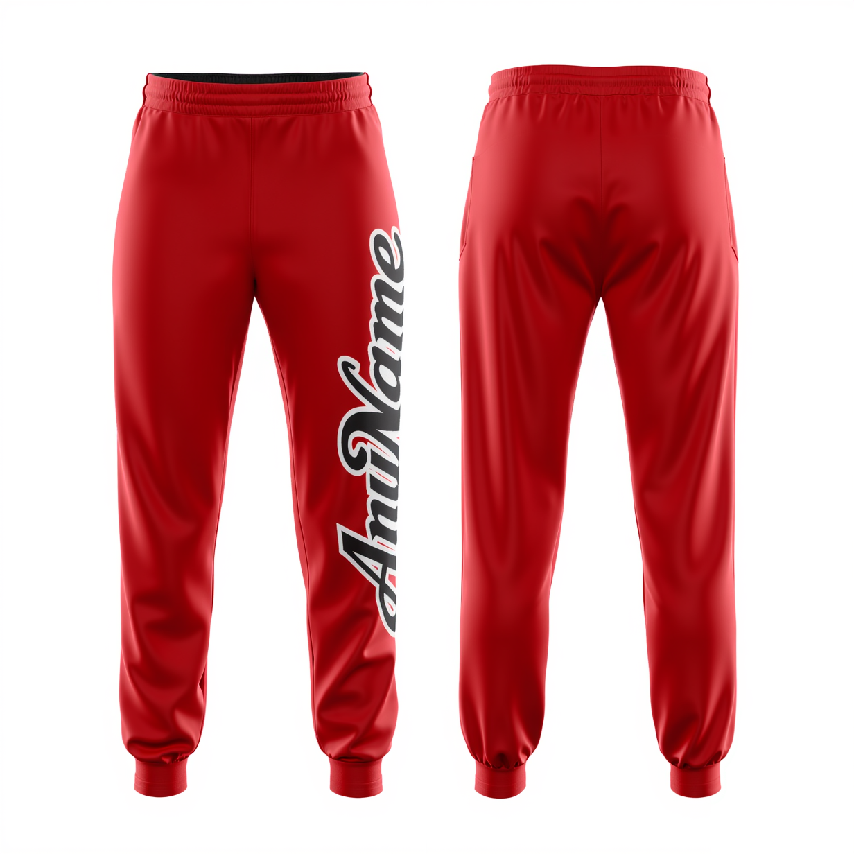 Custom Red & Black/White Fleece Jogger Sweatpants