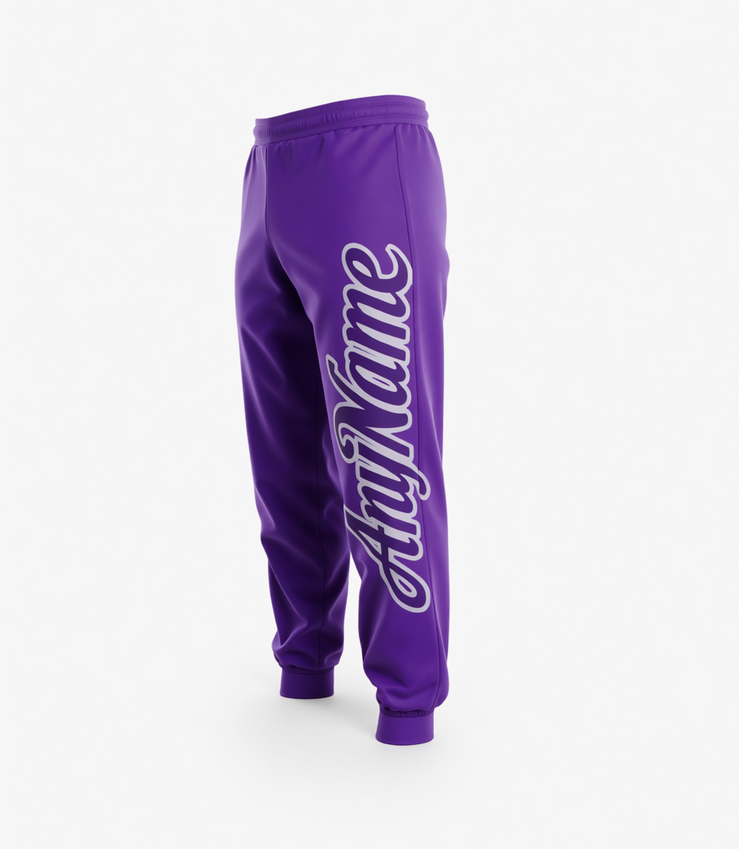 Custom Purple & Grey Fleece Jogger Sweatpants