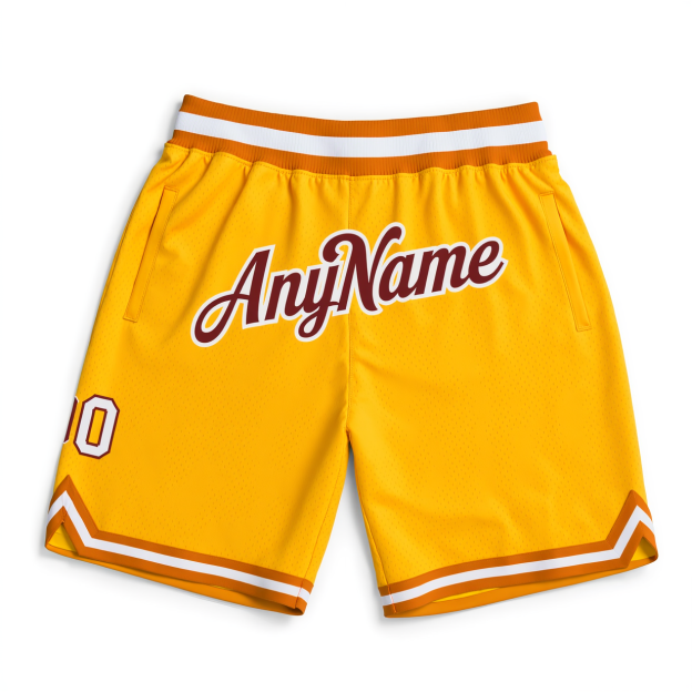 Custom Yellow & Brown/White Throwback Shorts