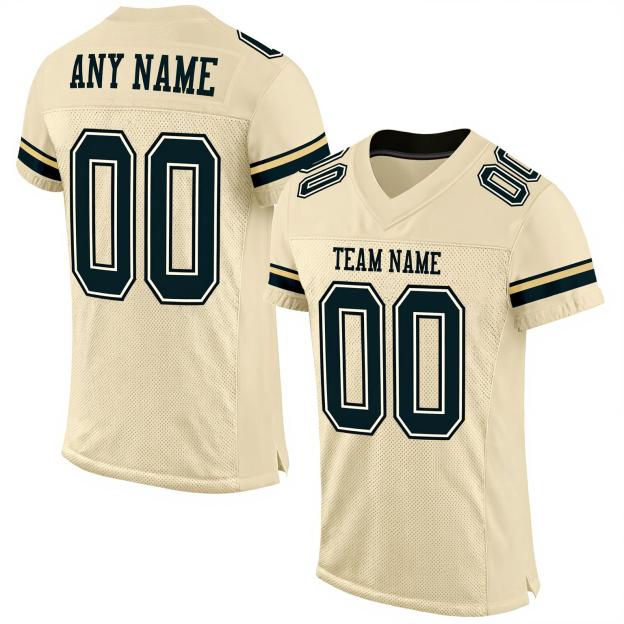 Custom Cream & Navy/White Football Jersey