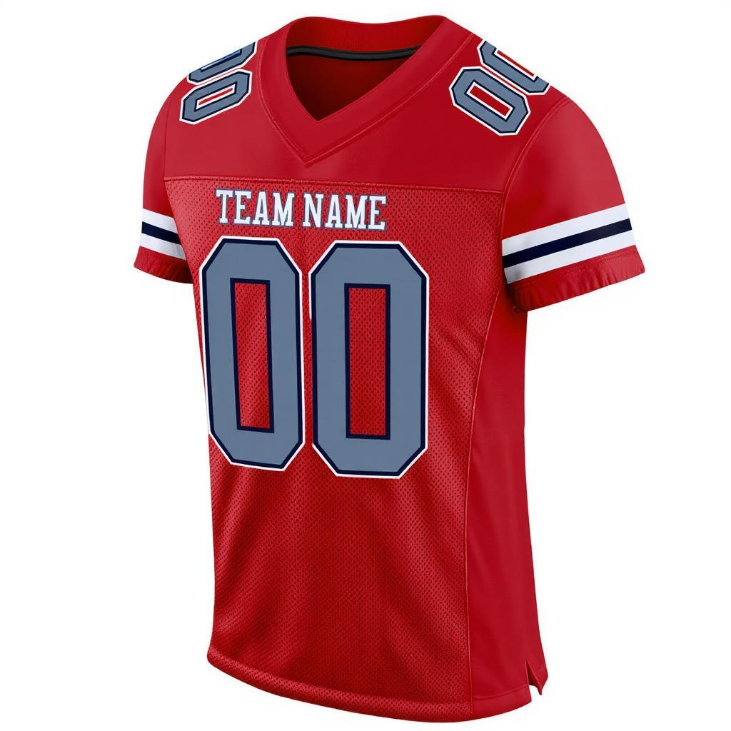 Custom Red & Grey/Black Football Jersey