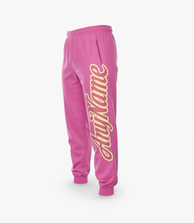 Custom Pink & White Fleece Jogger Sweatpants