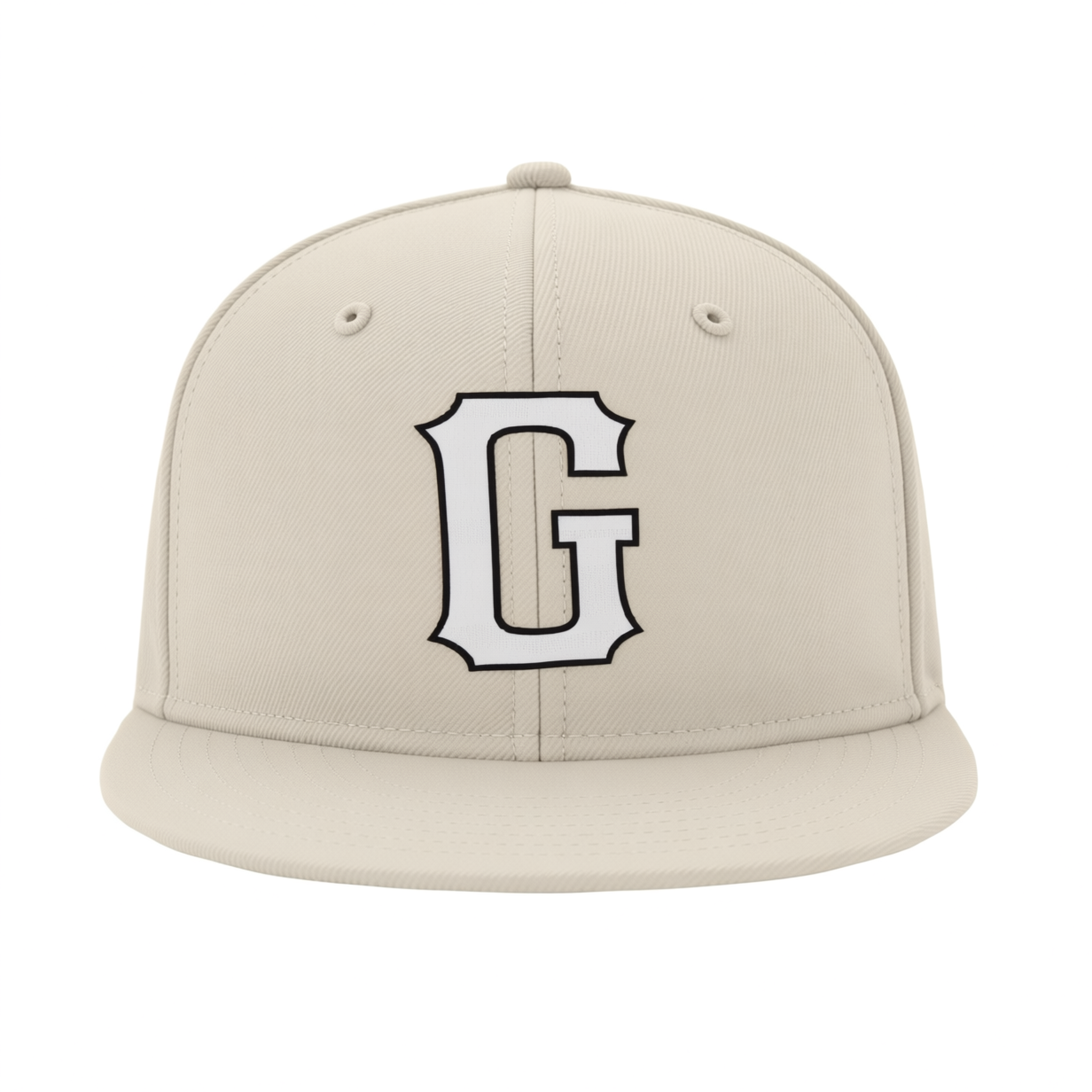 Custom Cream & White/Black Stitched Adjustable Snapback Hat