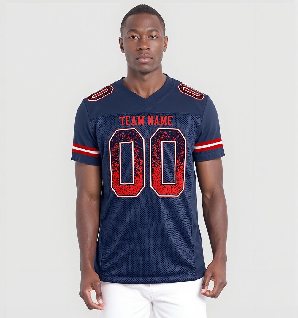 Custom Navy & Red/White Drift Fashion Football Jersey