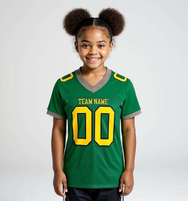 Custom Kelly Green & Yellow/Black Football Jersey