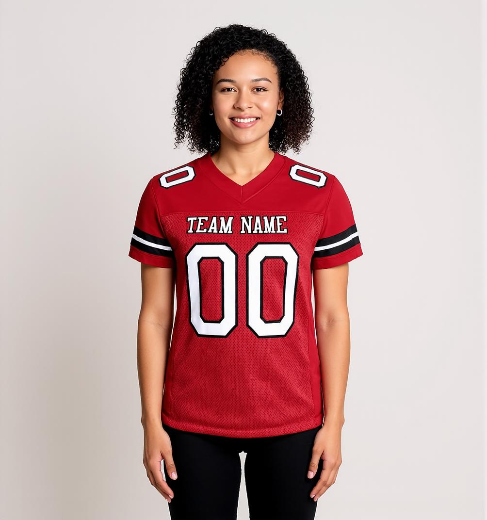 Custom Red & White/Black Football Jersey