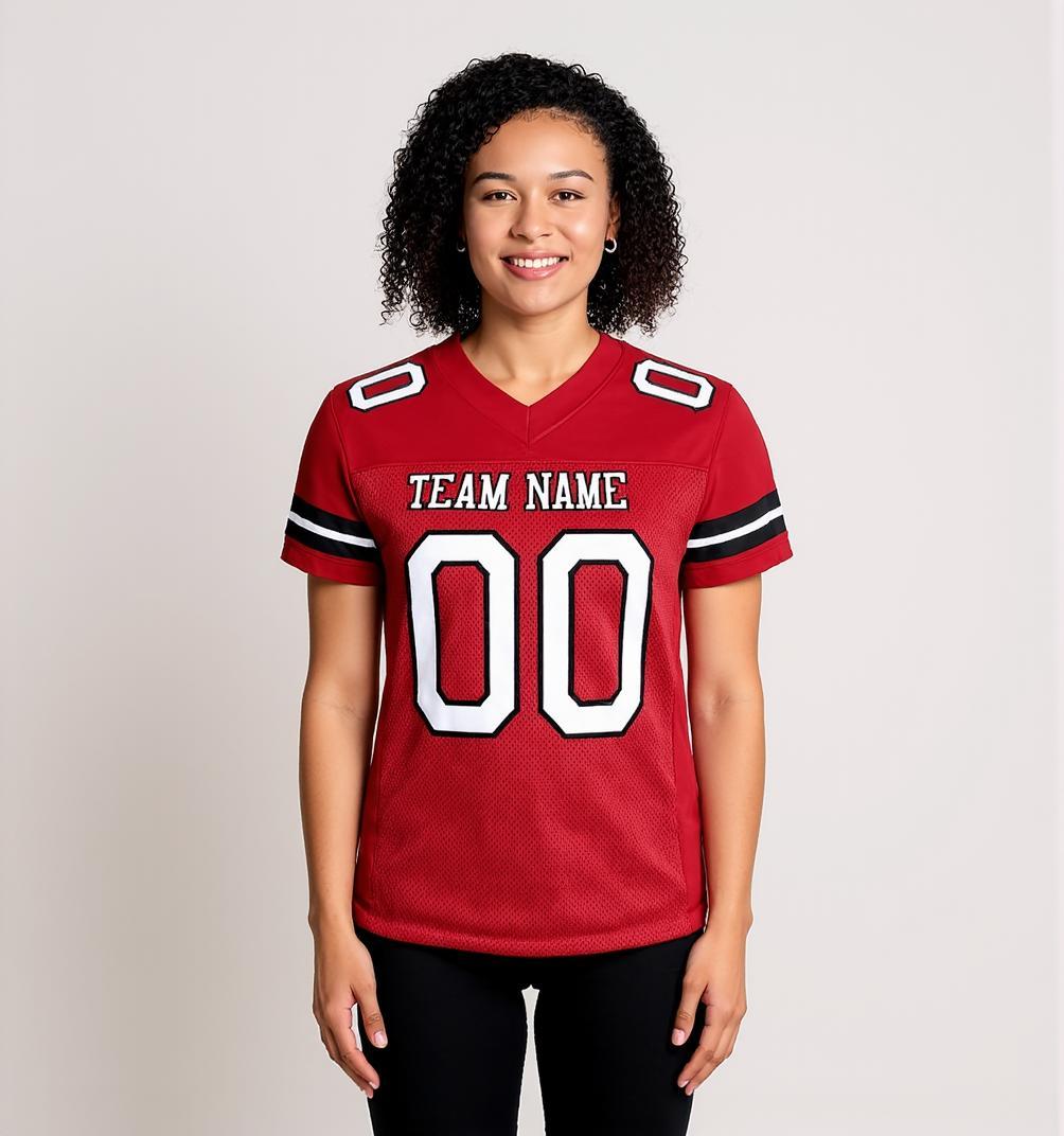 Custom Red & White/Black Football Jersey