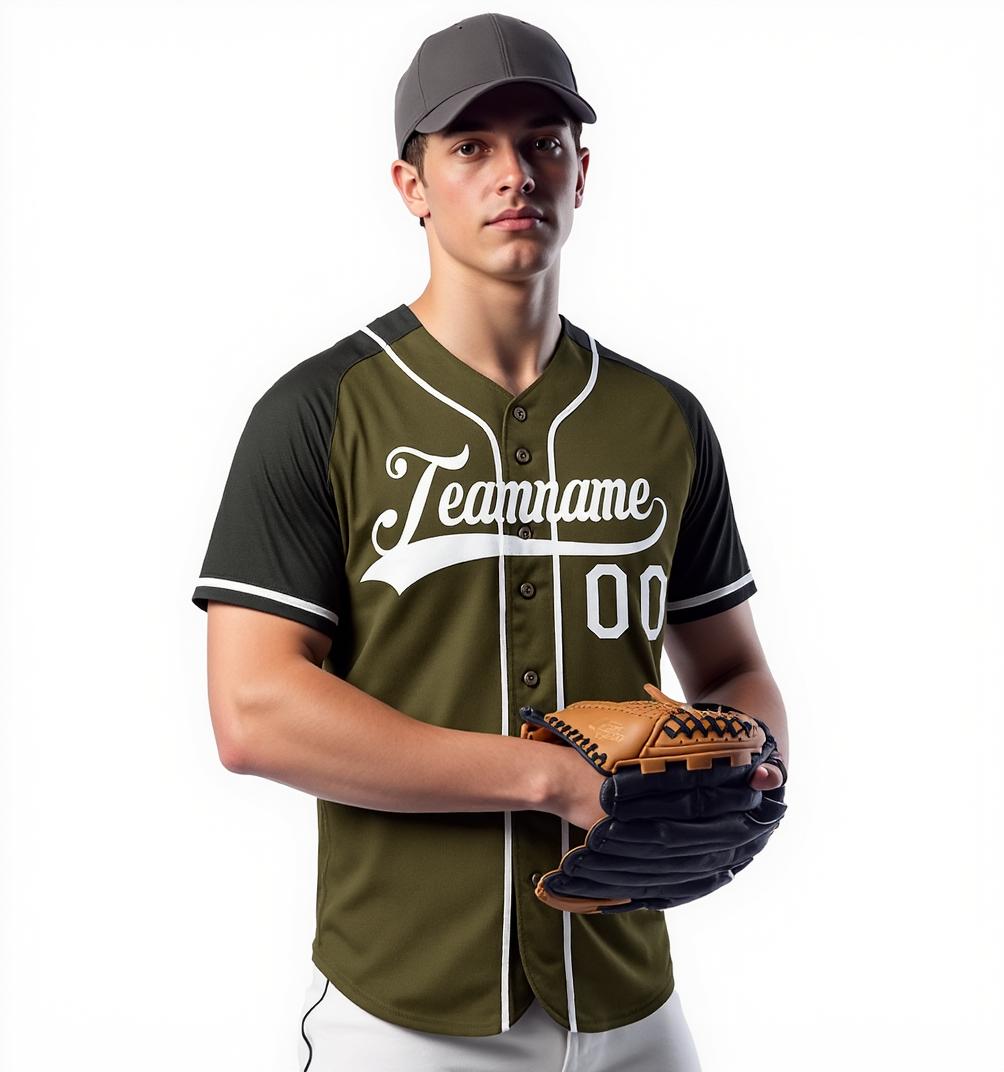 Custom Olive & Navy/White Baseball Jersey