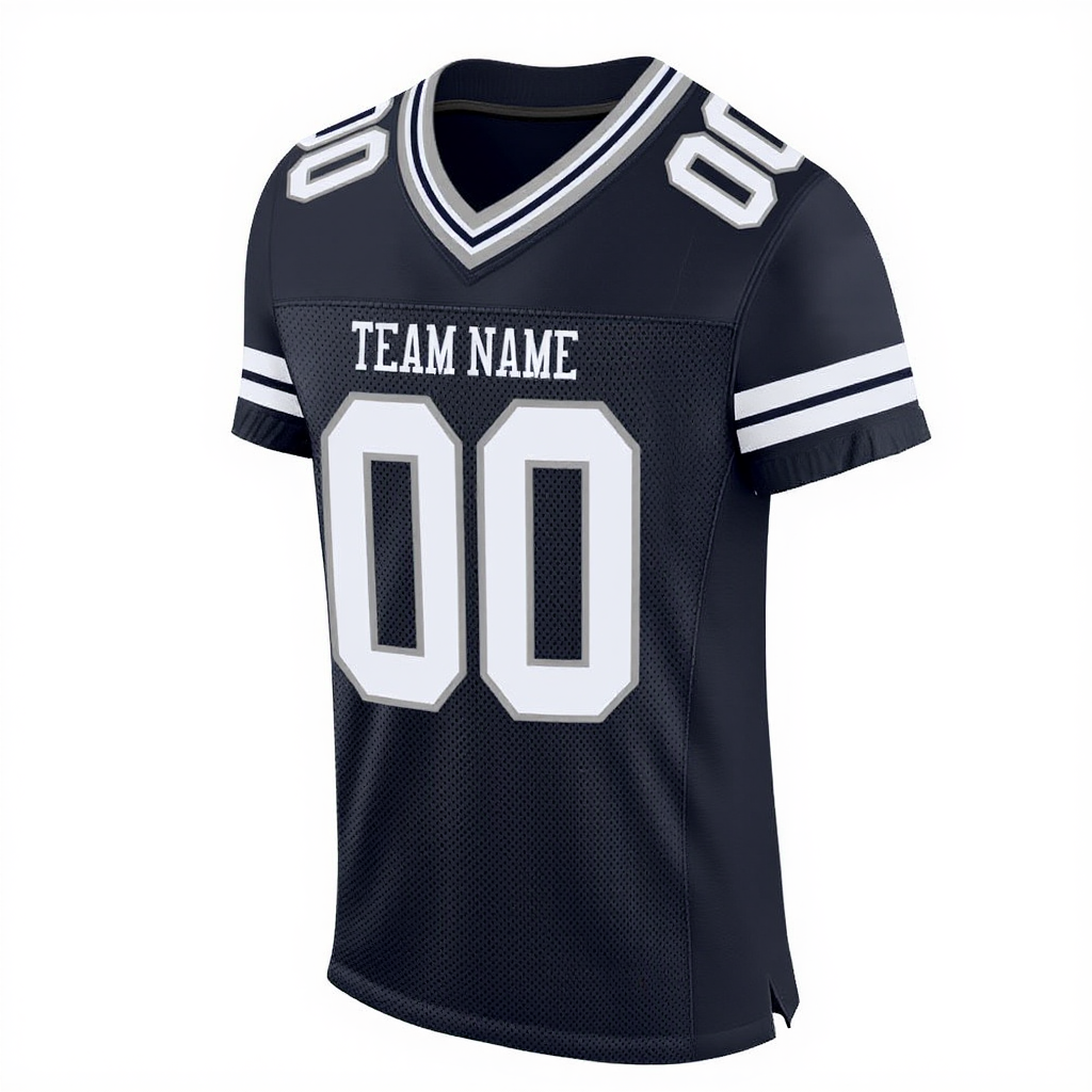 Custom Black & White/Sliver Football Jersey