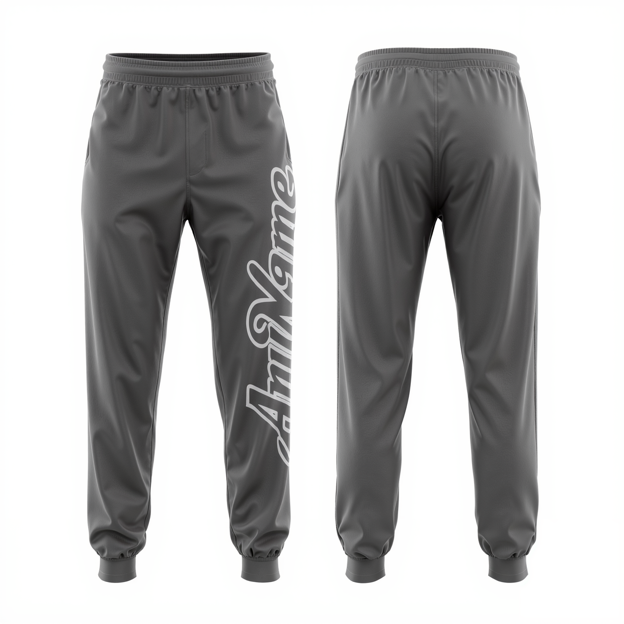 Custom Grey & White Fleece Jogger Sweatpants