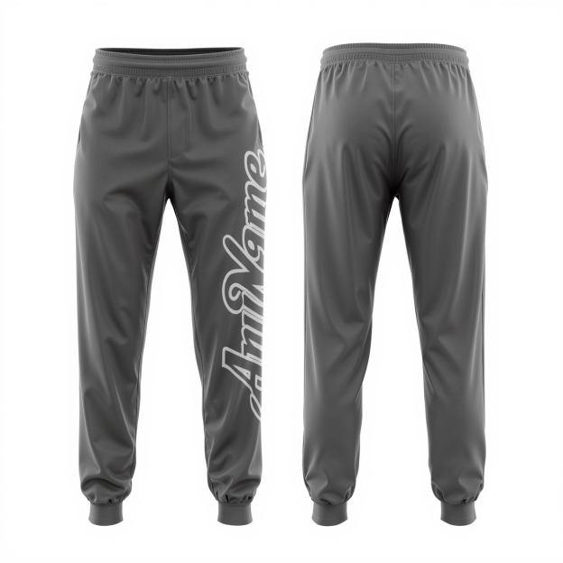 Custom Grey & White Fleece Jogger Sweatpants