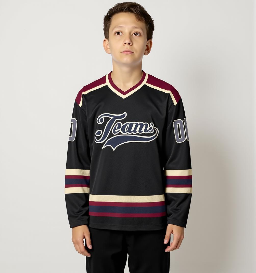 Custom Black & Royal/White Hockey Jersey