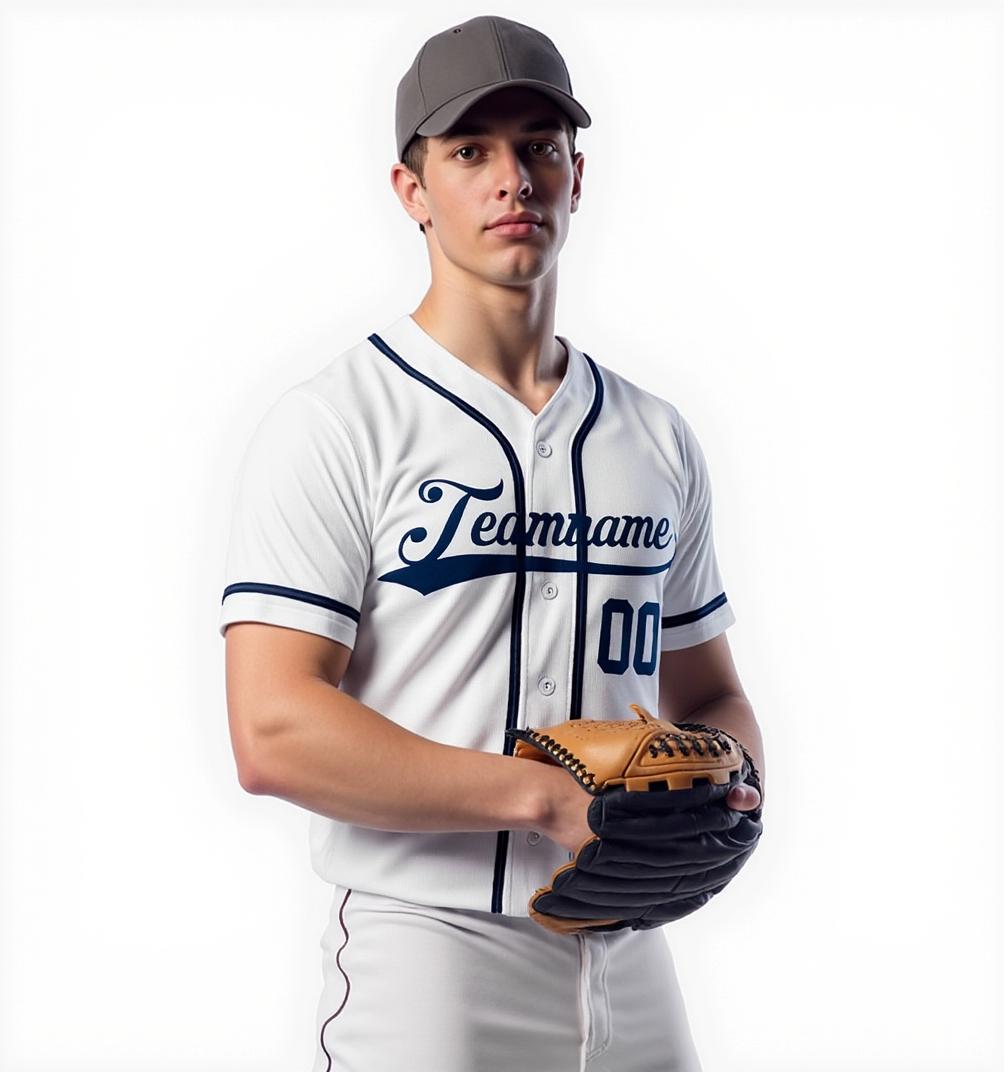 Custom White & Navy Baseball Jersey
