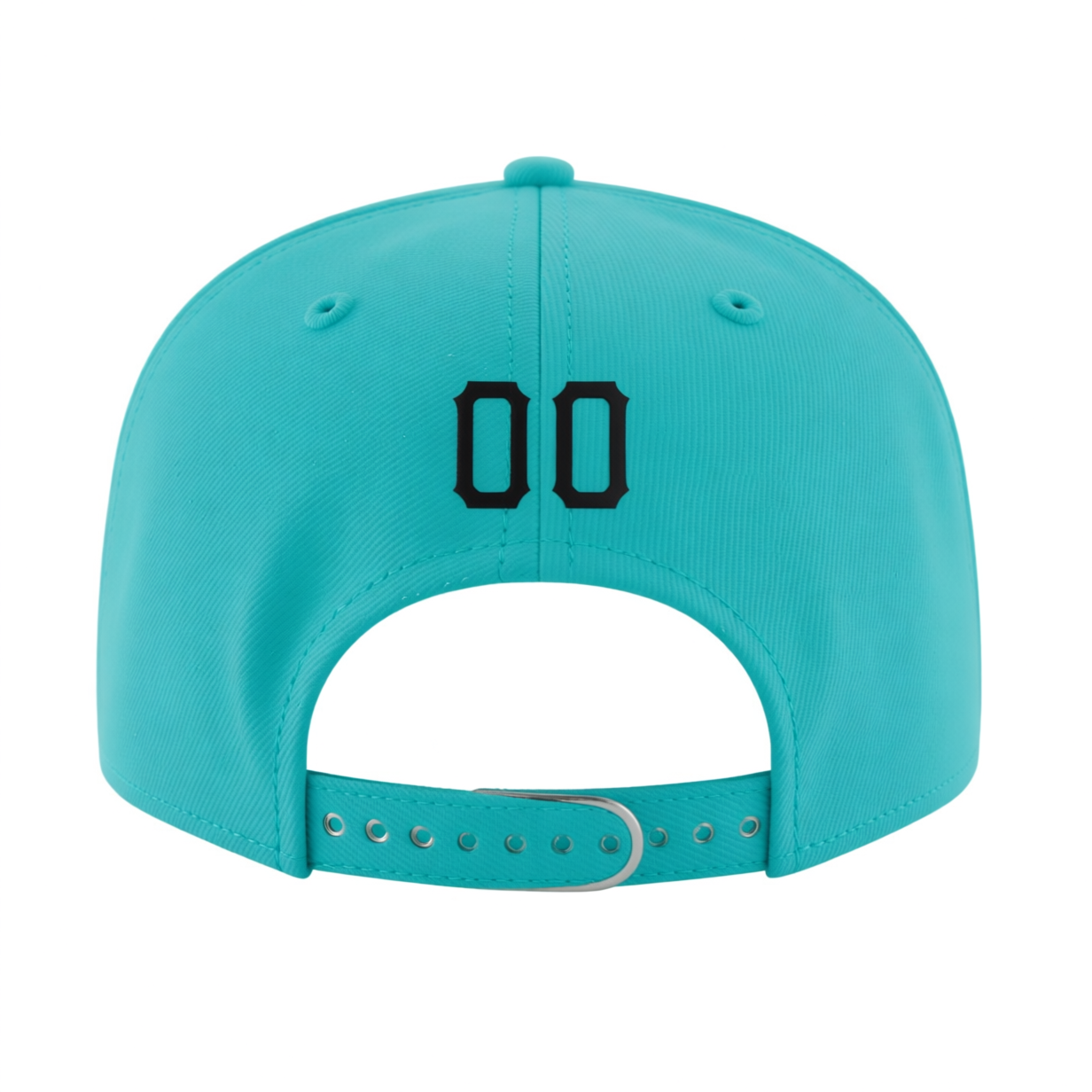 Custom Aqua & Black/White Stitched Adjustable Snapback Hat