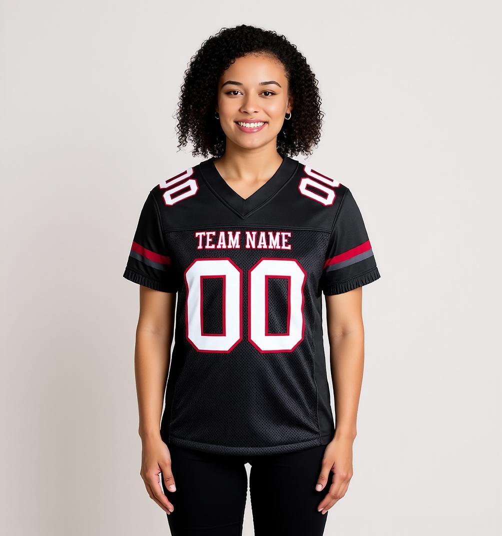 Custom Black & White/Red Football Jersey