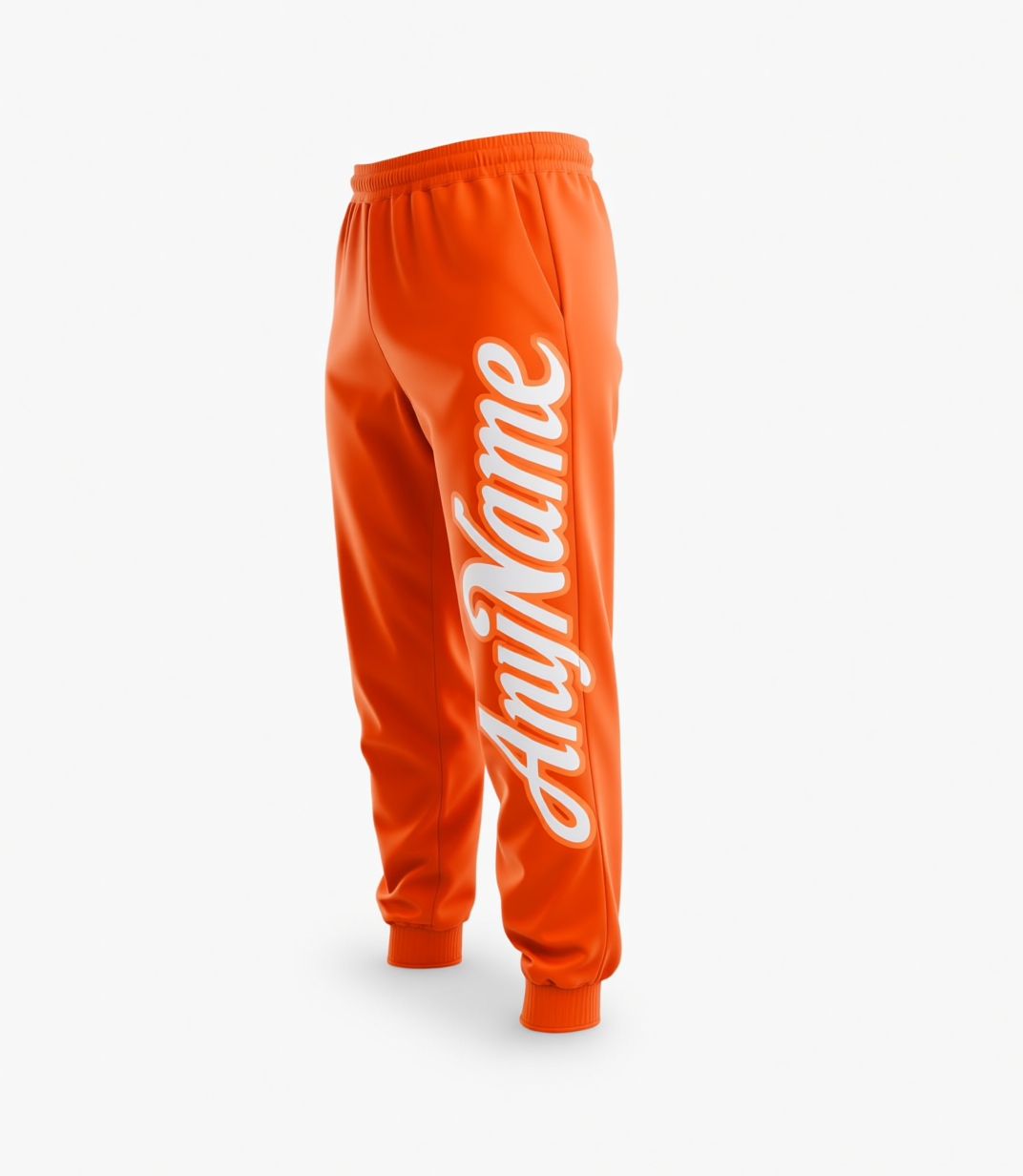 Custom Orange & White Fleece Jogger Sweatpants