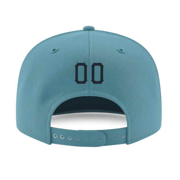 Custom Denim Blue & Teal/Navy Stitched Adjustable Snapback Hat