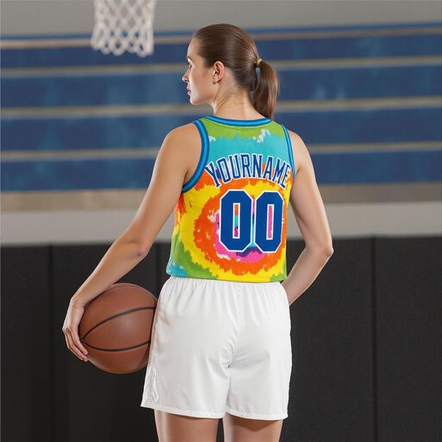 Custom Tie Dyes Royal & White Basketball City Edition Jersey