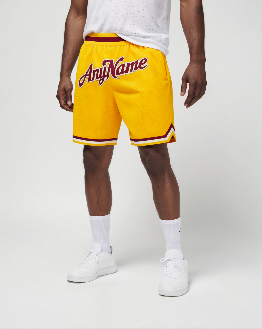 Custom Yellow & Brown/White Throwback Shorts